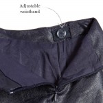 Navy Blue Pleated Synthetic Leather Skirt