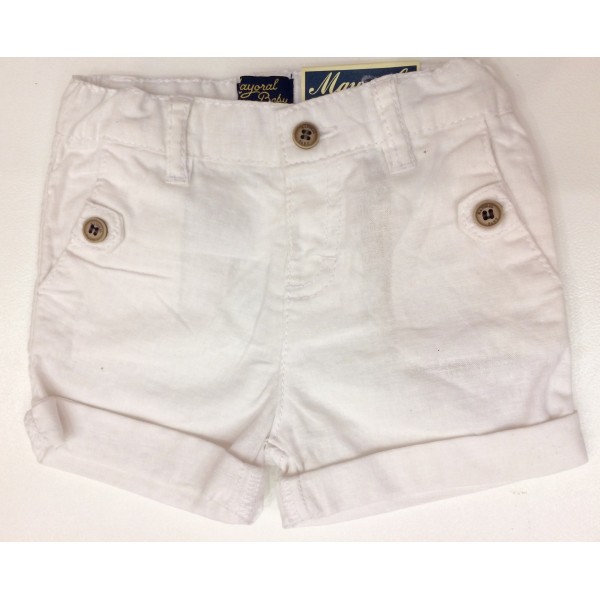 Linen Cuffed Shorts - White