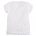 Super Soft Junior Girl Off White T-Shirt with Lace