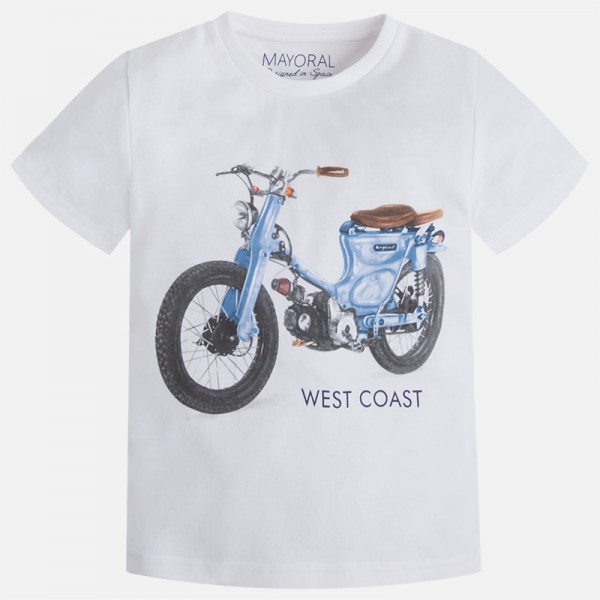 Boy Short Sleeve T-shirt Motorbike Print