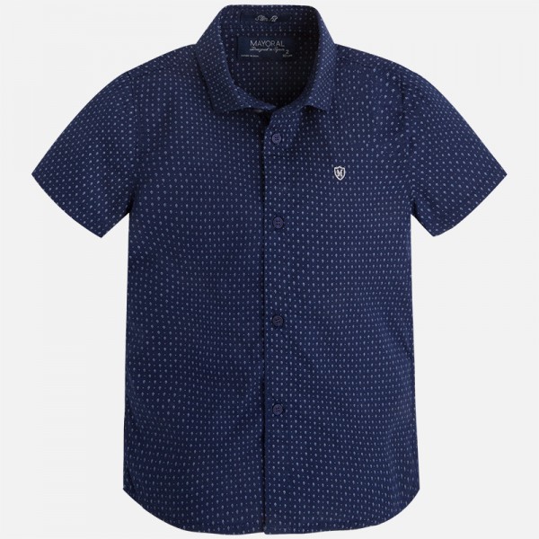 Boy Navy Blue Short Sleeve Printed Shirt