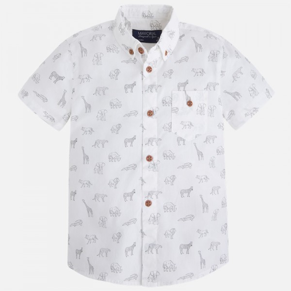 Boy Short Sleeve Shirt with Animal Print
