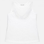 Girl Tank Top with Embroidered Neckless Appliqué