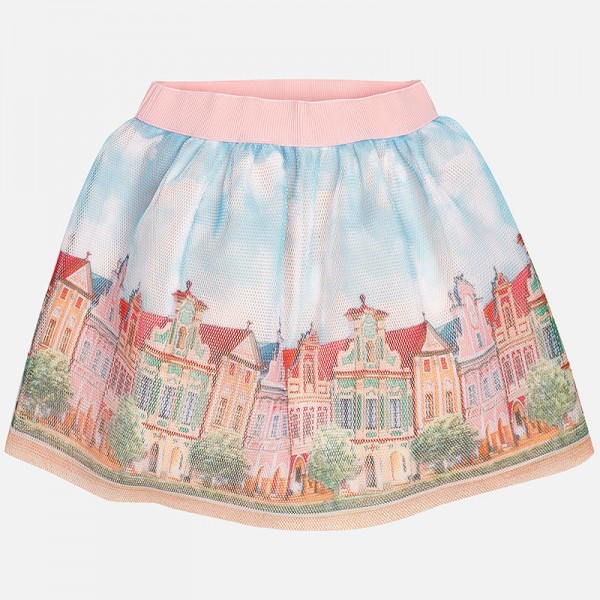Girl Short Print Mesh Skirt