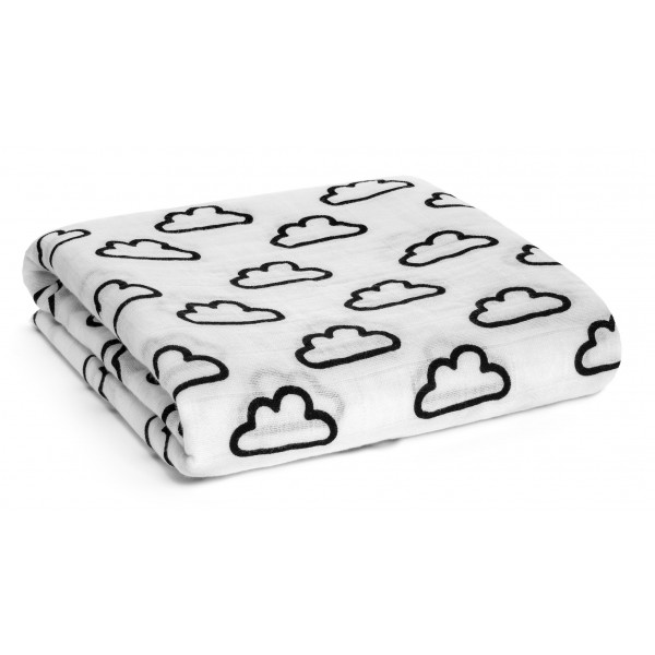 Organic Cotton Muslin Swaddle Blanket - Clouds