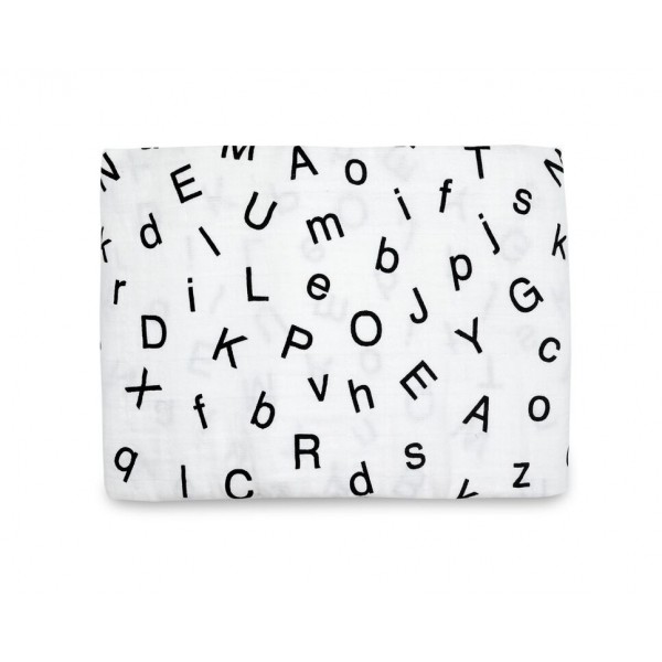 Organic Cotton Muslin Swaddle Blanket - Letters
