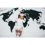 Organic Cotton Muslin Swaddle Blanket - World Map