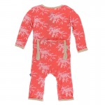 Print Coverall with Zipper in English Rose Leafy Sea Dragon