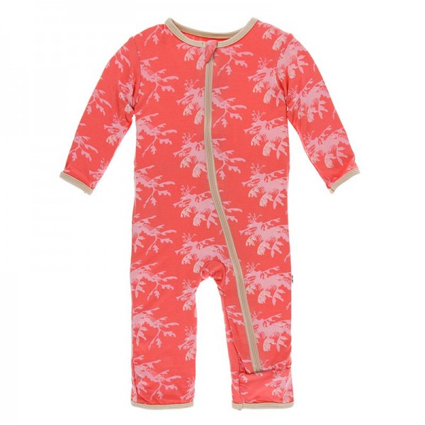 Print Coverall with Zipper in English Rose Leafy Sea Dragon