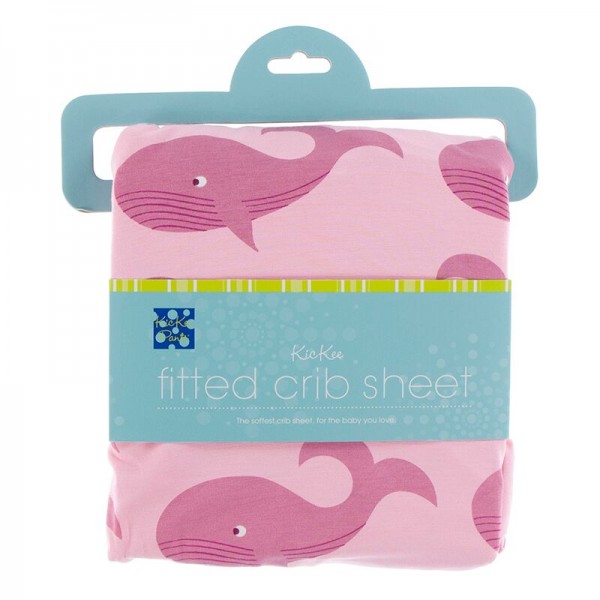 Print Fitted Crib Sheet in Lotus Whales