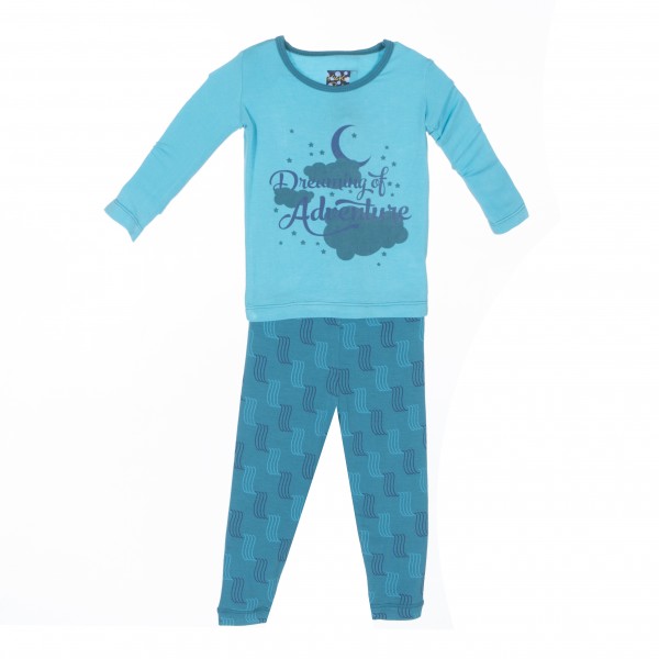 Print Long Sleeve Pajama Set in Bay Waterfall