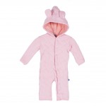Quilted Hoodie Coverall with Ears in Lotus with Blush