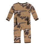 Print Coverall with Zipper in Tannin T-Rex