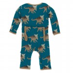 Print Coverall with Zipper in Heritage Blue Kosmoceratops