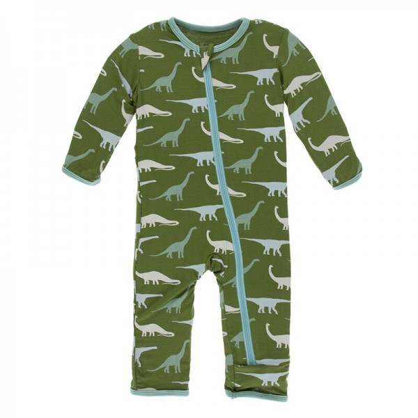 Print Coverall with zipper in Moss Sauropods