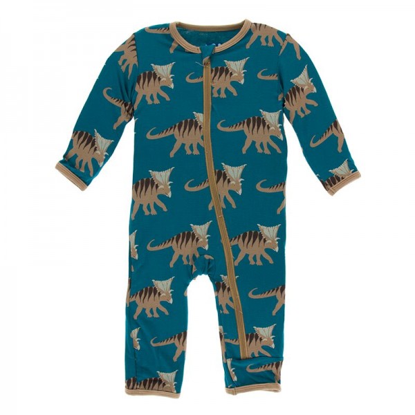 Print Coverall with Zipper in Heritage Blue Kosmoceratops
