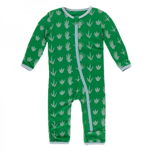 Print Coverall with Zipper in Dino Tracks 