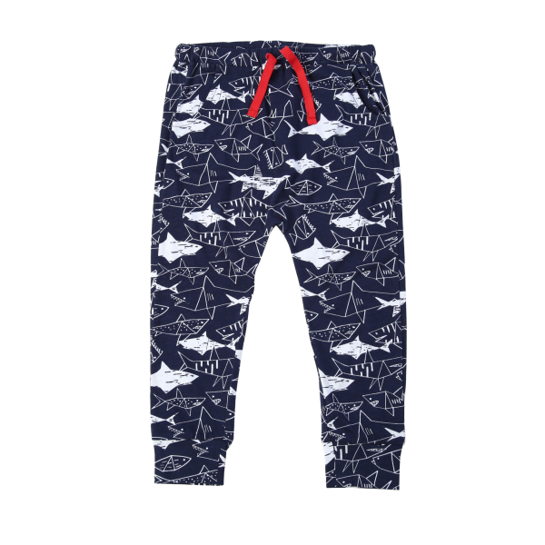 Graphic Shark Print Jersey Pants 