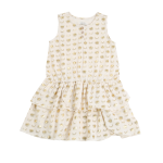 Gold Ruffle Bottom Jersey Cotton Dress