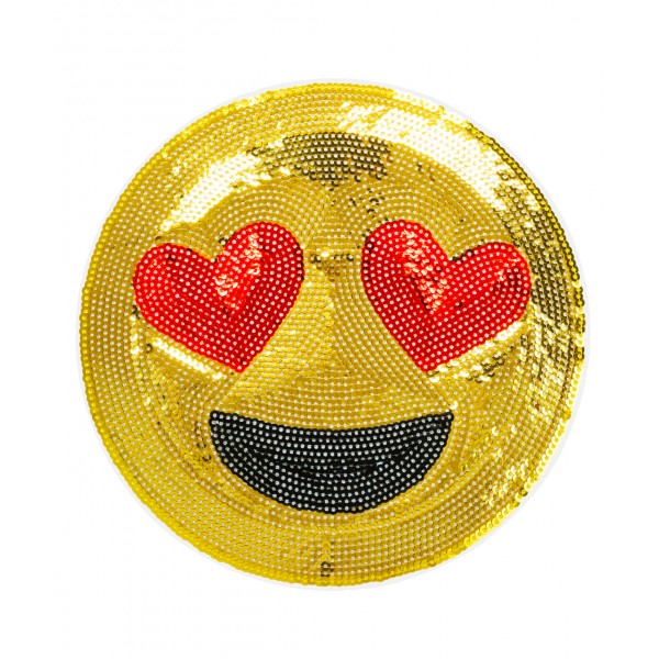 Emoji Heart Eyes Sequin Sticker Patch 2 inch