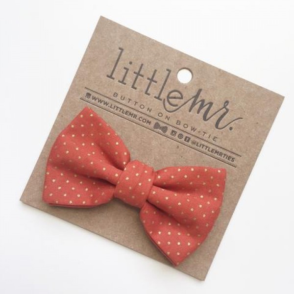 Little Mr. ORANGE + GOLD POLKA DOT BABY & TODDLER BOW TIE