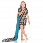 Print Short Sleeve Pajama Set in Dia De los Muertos Print Short Sleeve Pajama Set in Dia De los Muertos