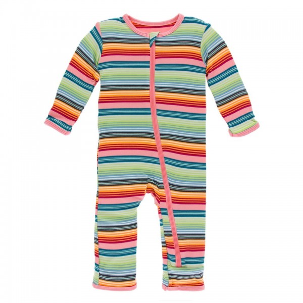 Print Coverall with Zipper in Cancun Strawberry Stripe