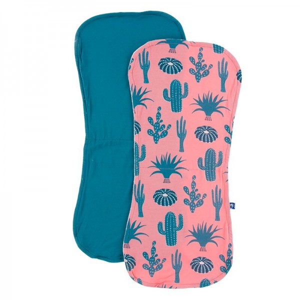 Burp Cloth Set in Strawberry Cactus and Seagrass 