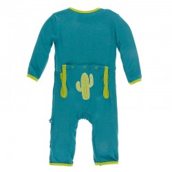 Appliqué Coverall with Zipper in Seagrass Cactus 