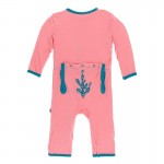 Appliqué Coverall with Zipper in Strawberry Cactus 