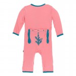 Appliqué Coverall with Zipper in Strawberry Cactus 