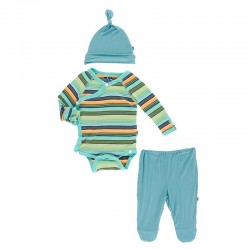 Kimono Newborn Gift Set with Elephant Box in Cancun Glass Stripe