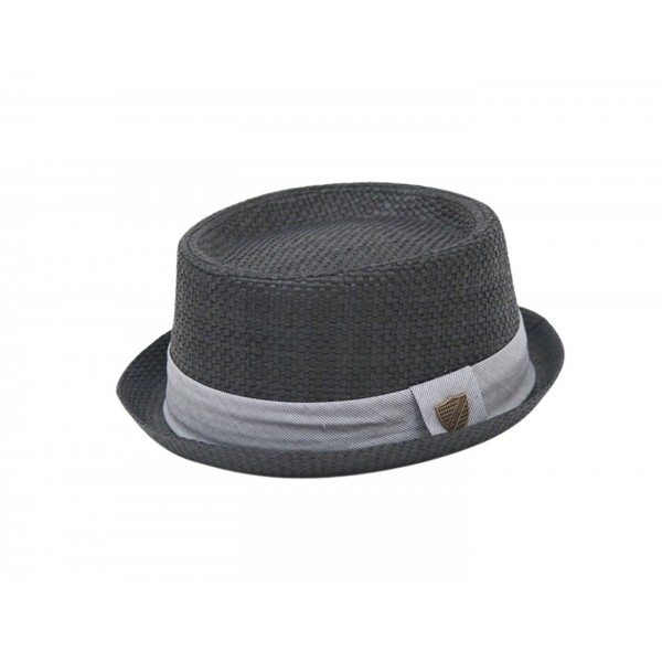 Black Raffia Straw Pork Pie Hat