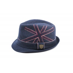 Navy Tweed union Jack Applique Trilby 