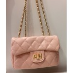 GIRL'S MEDIUM CHANEL STYLE QUILTED BAG ***PINK, BLACK*** GIRL'S MEDIUM CHANEL STYLE QUILTED BAG ***PINK, BLACK***