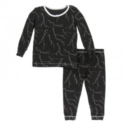 Print Long Sleeve Pajama Set in Zebra Lightning