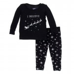 Holiday Print Long Sleeve Pajama Set in Silver Bright Stars Holiday Print Long Sleeve Pajama Set in Silver Bright Stars
