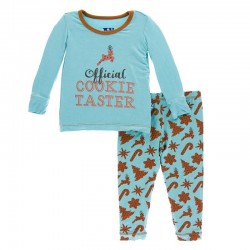 Holiday Print Long Sleeve Pajama Set in Christmas Cookies 
