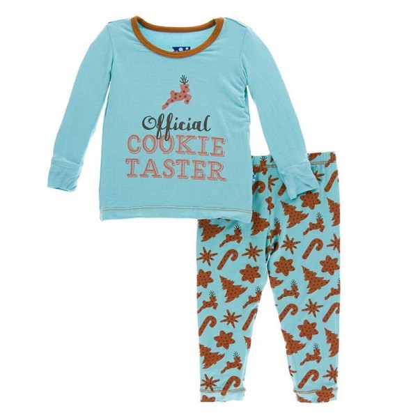 Holiday Print Long Sleeve Pajama Set in Christmas Cookies 