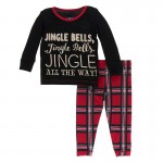 Holiday Print Long Sleeve Pajama Set in Jingle Bells 