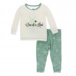 Holiday Print Long Sleeve Pajama Set in Natural One of a Kind Holiday Print Long Sleeve Pajama Set in Natural One of a Kind