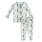 Holiday Print Long Sleeve Pajama Set in Natural Woodland Holiday Holiday Print Long Sleeve Pajama Set in Natural Woodland Holiday