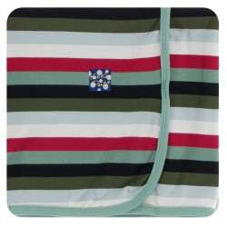 Holiday Print Swaddling Blanket in Christmas Multi Stripe 