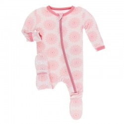 Print Footie with Zipper in Macaroon Mandala