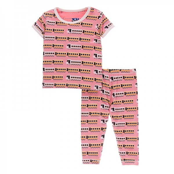 Print Short Sleeve Pajama Set in Desert Rose Indian Train