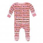 Print Layette Classic Ruffle Footie with Zipper in Desert Rose Indian Train