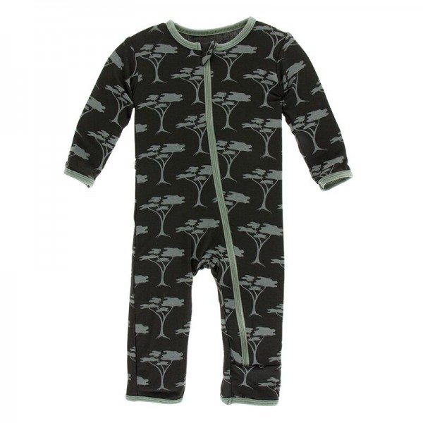 Print Coverall with zipper in Zebra Acacia Trees