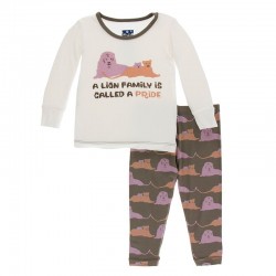 Print Long Sleeve Pajama Set in Lions