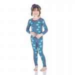Print Long Sleeve Pajama Set in Seagrass Puffer Print Long Sleeve Pajama Set in Seagrass Puffer