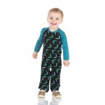 Print Long Sleeve Raglan Romper in Midnight Boomerang Print Long Sleeve Raglan Romper in Midnight Boomerang